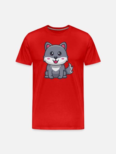 Hund Karikatur - Männer Premium Bio T-Shirt - Rot