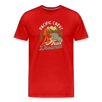 Pacific Crest Trail Dreamer Wilderness Trekking  - Men's Premium Organic T-Shirt - red - Front - Damien (186cm)