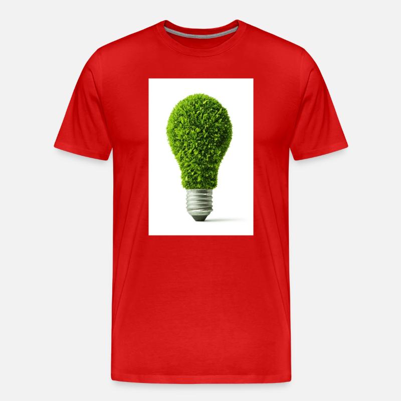 Leafy Glow Glühbirne Design - Männer Premium Bio T-Shirt - Rot