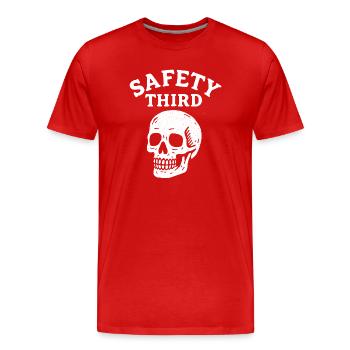 Sécurité Troisième Crâne Drôle Sécurité Troisième - T-shirt bio Premium Homme - rouge - Devant - Damien (186cm)