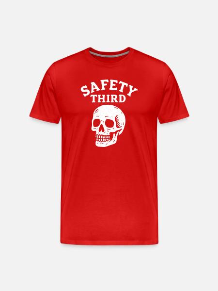 Safety Third Skull Funny Safety Third - Men's Premium Organic T-Shirt - red