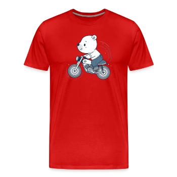 Biker Adventure Bear - Men's Premium Organic T-Shirt - red - Front - Damien (186cm)