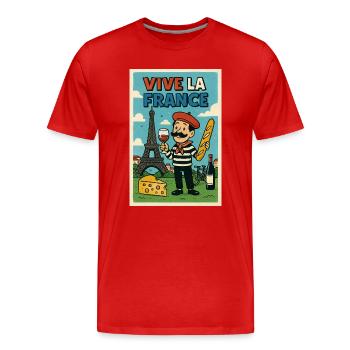 Long Live France Retro Gourmet - Men's Premium Organic T-Shirt - red - Front - Damien (186cm)