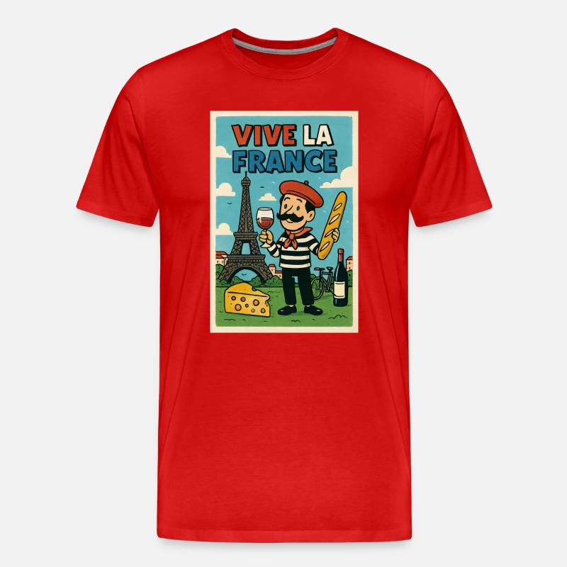 Es lebe Frankreich Retro Gourmet - Männer Premium Bio T-Shirt - Rot