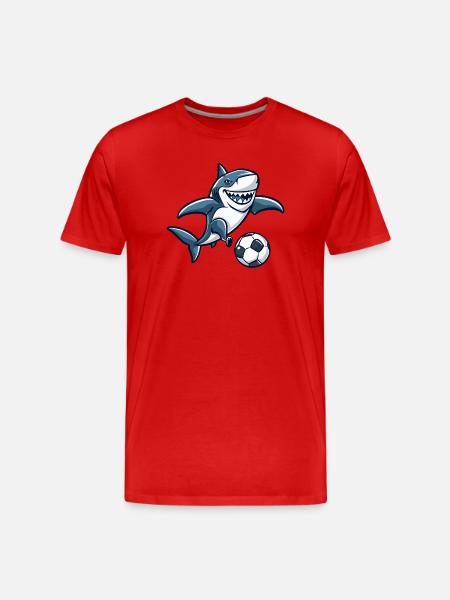 Hai Fußball - Männer Premium Bio T-Shirt - Rot