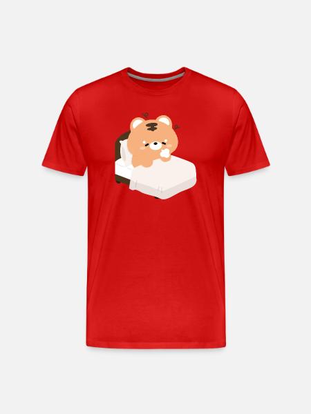 Sleepy Tired Tiger - Men's Premium Organic T-Shirt - red