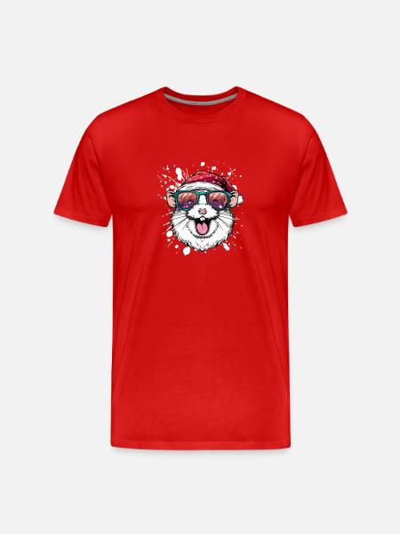 Hamster Christmas Funny - Men's Premium Organic T-Shirt - red
