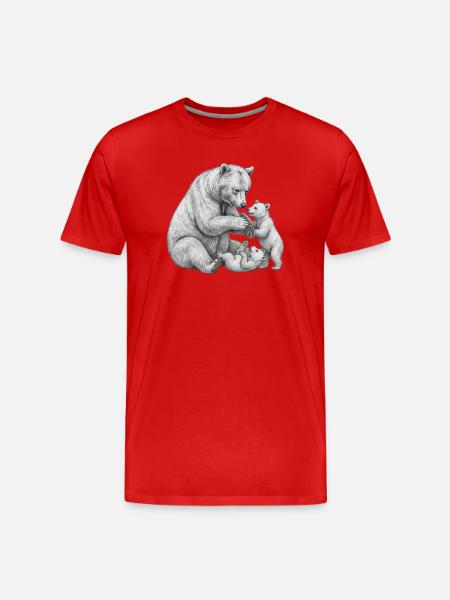 Ours et ses petits  - T-shirt bio Premium Homme - rouge