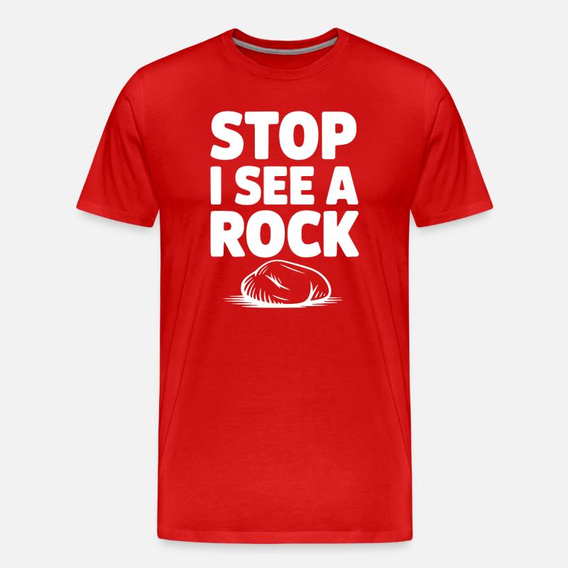 Stopp, ich sehe einen Stein - Männer Premium Bio T-Shirt - Rot