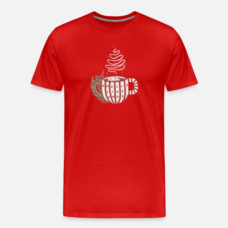 Zimtzauber Tasse Weihnachtsduft - Männer Premium Bio T-Shirt - Rot