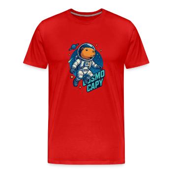 Cosmo Capy – Space Capybara Shirt 🚀 - Männer Premium Bio T-Shirt - Rot - Vorne - Damien (186cm)