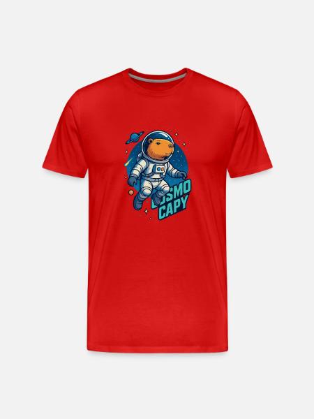 Cosmo Capy – Space Capybara Shirt 🚀 - Men's Premium Organic T-Shirt - red
