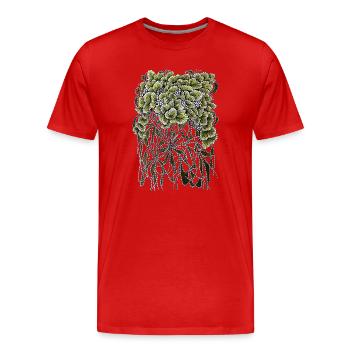 Fächerblätter mit hängenden Wurzeln - Männer Premium Bio T-Shirt - Rot - Vorne - Damien (186cm)