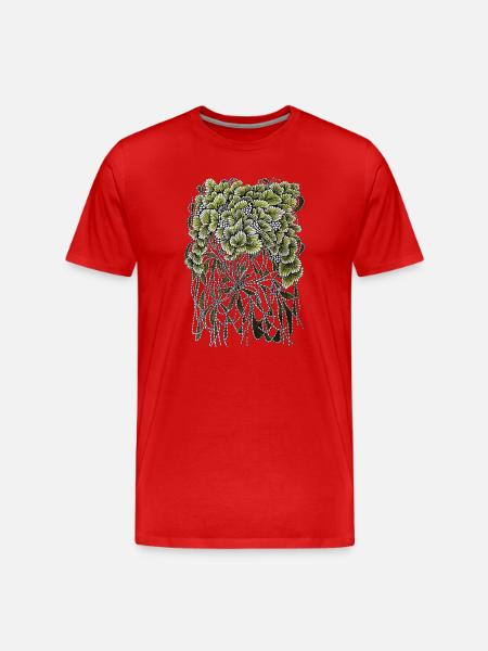 Fächerblätter mit hängenden Wurzeln - Männer Premium Bio T-Shirt - Rot