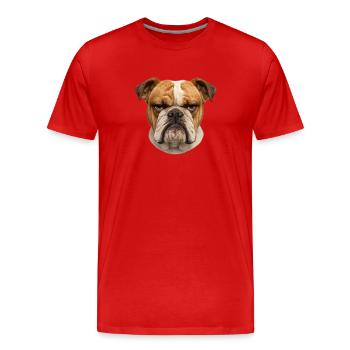Bulldog Blick Harte Gelassenheit - Männer Premium Bio T-Shirt - Rot - Vorne - Damien (186cm)