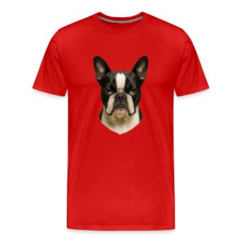 Französische Bulldogge Porträt | Bostonterrier - Männer Premium Bio T-Shirt - Rot - Vorne - Damien (186cm)