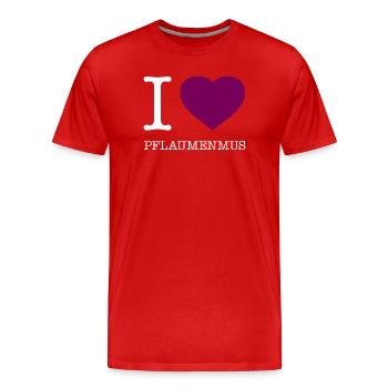 J’adore la confiture de prunes - T-shirt bio Premium Homme - rouge - Devant - Damien (186cm)