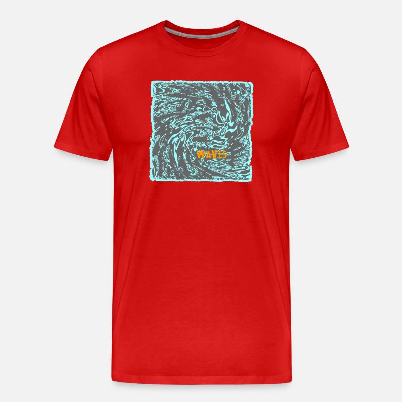 Wellenfluss Neon Muster surf - Männer Premium Bio T-Shirt - Rot