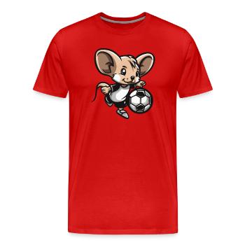 Maus Fußballheld Cartoon-Illustration - Männer Premium Bio T-Shirt - Rot - Vorne - Damien (186cm)