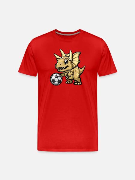 Dinosaur Soccer Comic - Men's Premium Organic T-Shirt - red