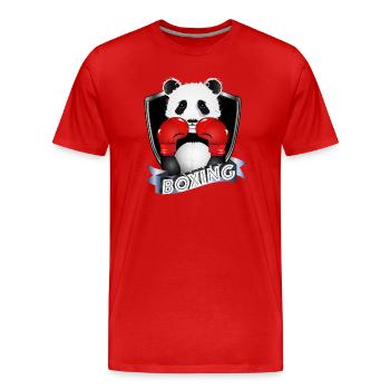 Boxing Panda – Funny Animal Motif - Men's Premium Organic T-Shirt - red - Front - Damien (186cm)