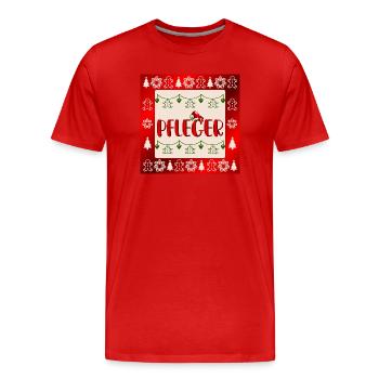 Pflege Pflegefachkräfte Weihnachten Pfleger - Männer Premium Bio T-Shirt - Rot - Vorne - Damien (186cm)