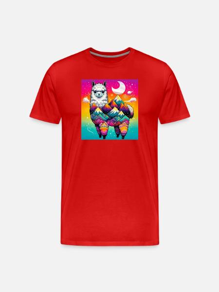 Alpaka - Männer Premium Bio T-Shirt - Rot