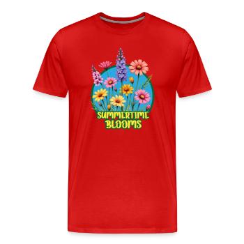 Summertime Blooms - Men's Premium Organic T-Shirt - red - Front - Damien (186cm)