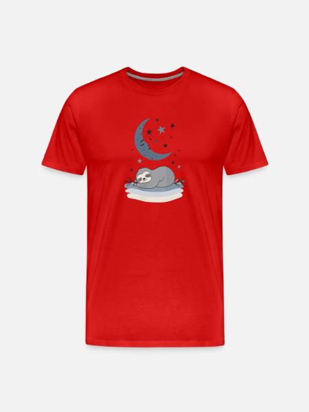 Moon Sleep Sloth - Men's Premium Organic T-Shirt - red