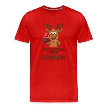 Mulled Wine Deer Rudolph Merry Christmas Sweet - Men's Premium Organic T-Shirt - red - Front - Damien (186cm)
