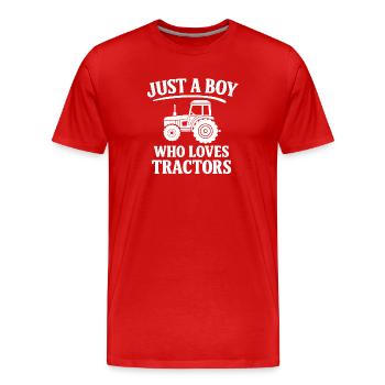 Juste un garçon qui aime les tracteurs - T-shirt bio Premium Homme - rouge - Devant - Damien (186cm)