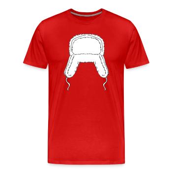 Flauschige Winter Fell Mütze - Männer Premium Bio T-Shirt - Rot - Vorne - Damien (186cm)