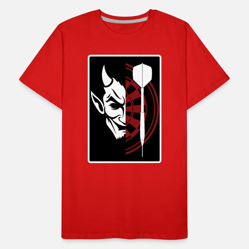 Darts, Bullseye, Dartboard and devil. Men's Premium Organic T-Shirt