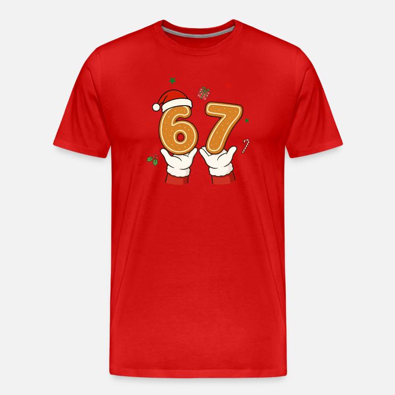 Weihnachten 67 Kekse Weihnachtsmann - Männer Premium Bio T-Shirt - Rot