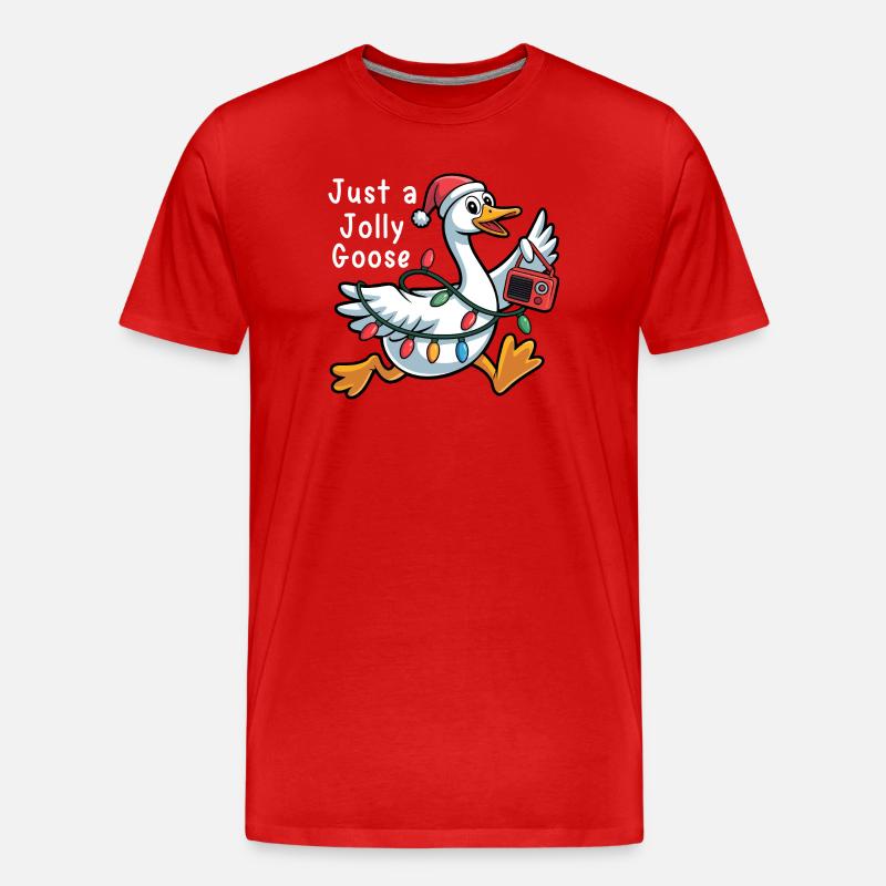 Nur ein lustiges Gänseweihnachten - Männer Premium Bio T-Shirt - Rot