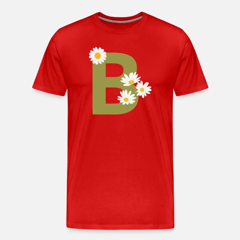 Buchstabe b grüne Gänseblümchen - Männer Premium Bio T-Shirt - Rot