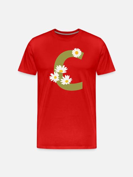 Buchstabe c grüne Gänseblümchen - Männer Premium Bio T-Shirt - Rot