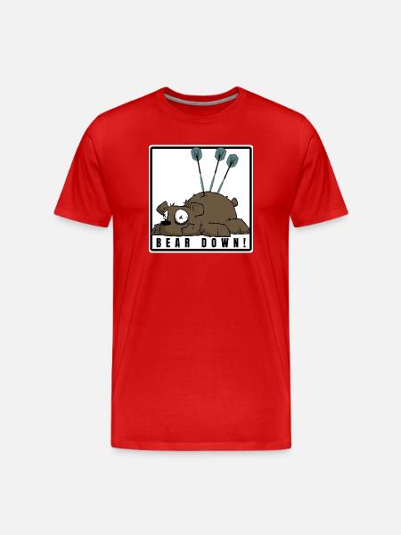 Lustiges Darts Comic Motiv. BEAR DOWN ! - Männer Premium Bio T-Shirt - Rot