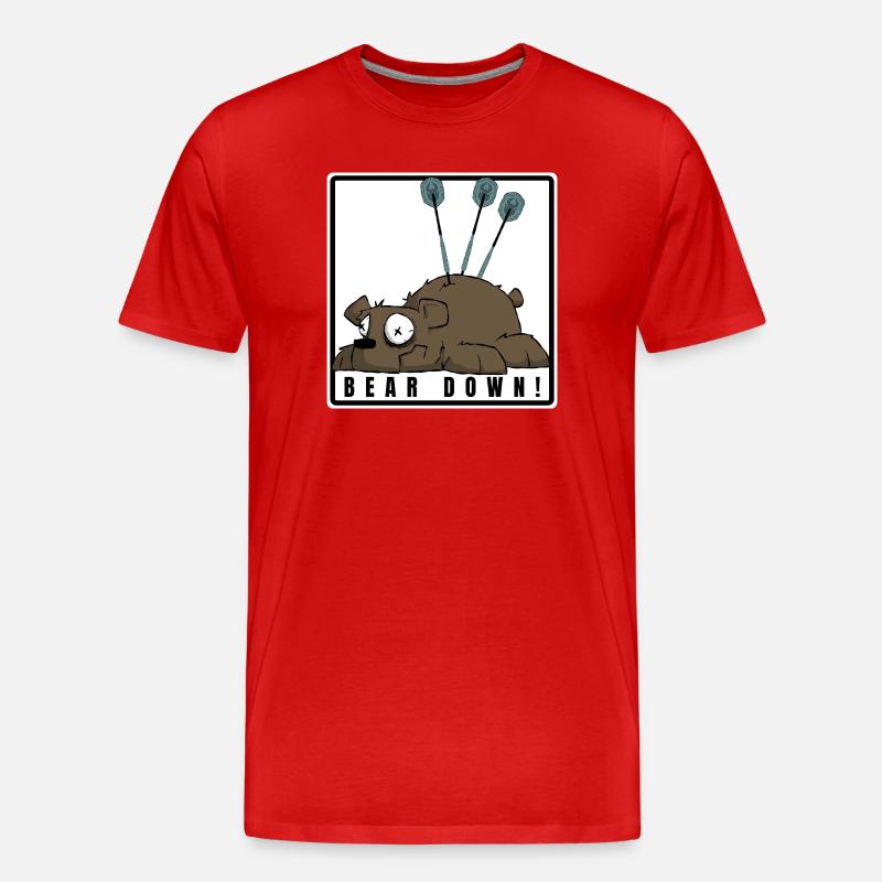 Lustiges Darts Comic Motiv. BEAR DOWN ! - Männer Premium Bio T-Shirt - Rot