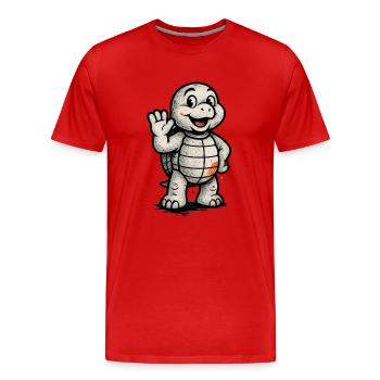 Kindermotiv: Winkende Schildkröte Cartoon - Männer Premium Bio T-Shirt - Rot - Vorne - Damien (186cm)