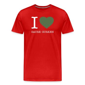 I love Saure Gurken - Männer Premium Bio T-Shirt - Rot - Vorne - Damien (186cm)
