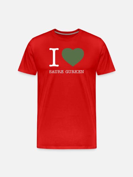 I love Saure Gurken - Männer Premium Bio T-Shirt - Rot