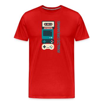 Analog Dreaming Konsolenstapel - Männer Premium Bio T-Shirt - Rot - Vorne - Damien (186cm)