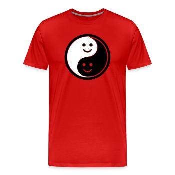Yin Yang avec Smileys | Symbole de solde positif - T-shirt bio Premium Homme - rouge - Devant - Damien (186cm)