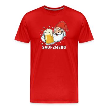 Lustiges Party Karneval Saufzwerg Biertrinker - Männer Premium Bio T-Shirt - Rot - Vorne - Damien (186cm)
