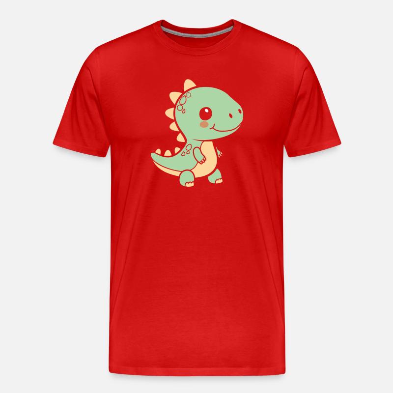 Niedlicher kleiner Dinosaurier - Männer Premium Bio T-Shirt - Rot
