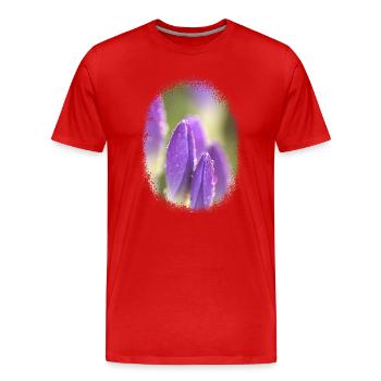purple crocuses violet flowers floral motif with dew - Men's Premium Organic T-Shirt - red - Front - Damien (186cm)