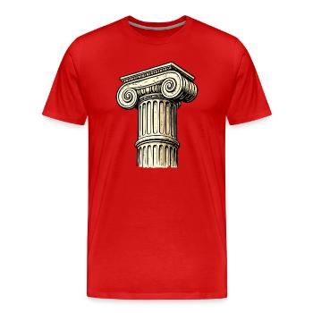 Antique Column Capital Engraving - Men's Premium Organic T-Shirt - red - Front - Damien (186cm)