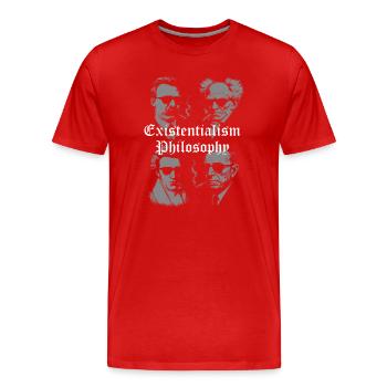 Existentialisme Philosophie Portraits - T-shirt bio Premium Homme - rouge - Devant - Damien (186cm)