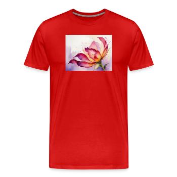 Water-coloured blossoms - Men's Premium Organic T-Shirt - red - Front - Damien (186cm)